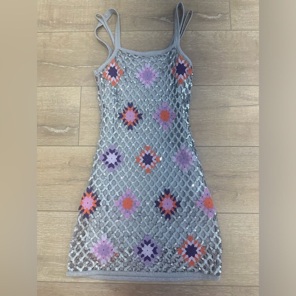 Sandro Silver Sequin Crotchet Dress - Picture 5 of 10